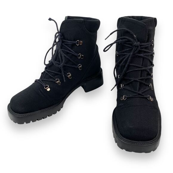 Vintage STUART WEITZMAN black lace up chunky block heel combat boots - Picture 15 of 16